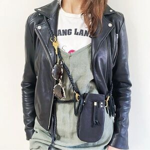 Big Soeur Supply black leather lanyard and drop pouch